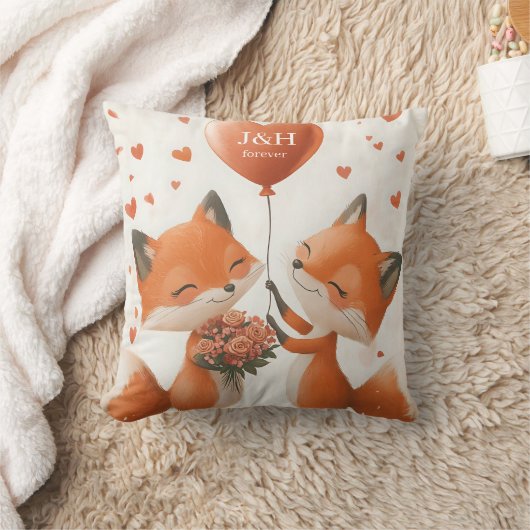 Fox Love Design met Initialen Kussen (Deken)