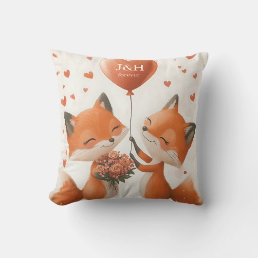 Fox Love Design met  Initialen Kussen (Voorkant)