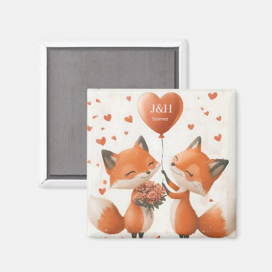 Fox Love Design met  Initialen Magneet (Voorkant / Achterkant)