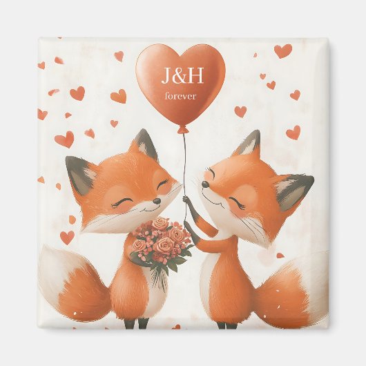 Fox Love Design met Initialen Magneet (Voorkant)