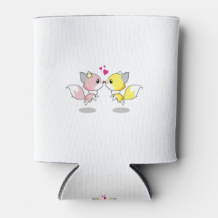 Fox Love Kiss Animal Cute Cartoon Design Funny Blikjeskoeler