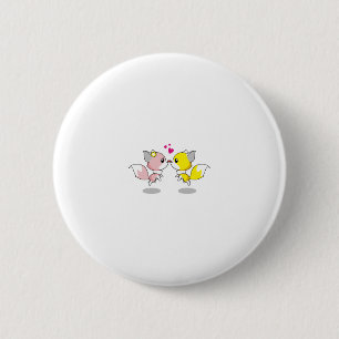Fox Love Kiss Animal Cute Cartoon Design Funny Ronde Button 5,7 Cm