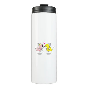 Fox Love Kiss Animal Cute Cartoon Design Funny Thermosbeker