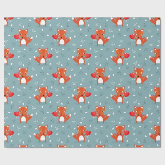 Fox Love Pattern Cadeaupapier (Vlak)