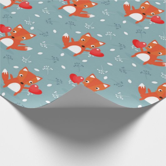 Fox Love Pattern Cadeaupapier (Hoek)