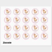 Fox Love Roze Baby shower Sticker  (Vel)