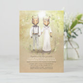 Fox Love Rustic Woodland Huwelijksuitnodigingen Kaart (Staand voorkant)