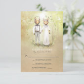 Fox Love Wedding RSVP Kaarten Kaartje (Staand voorkant)