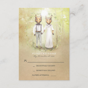 Fox Love Wedding RSVP-kaarten RSVP Kaartje