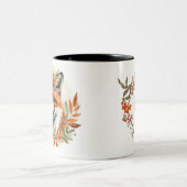 Fox Lover Autum/Herfst boslandmonogram Verjaardag Tweekleurige Koffiemok (Center)