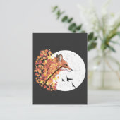 Fox Lover Autumn Moon Tree Animal Forest Natuur Briefkaart (Staand voorkant)