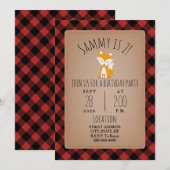 Fox Lumberjack Plaid Verjaardagsfeest Kaart (Voorkant / Achterkant)