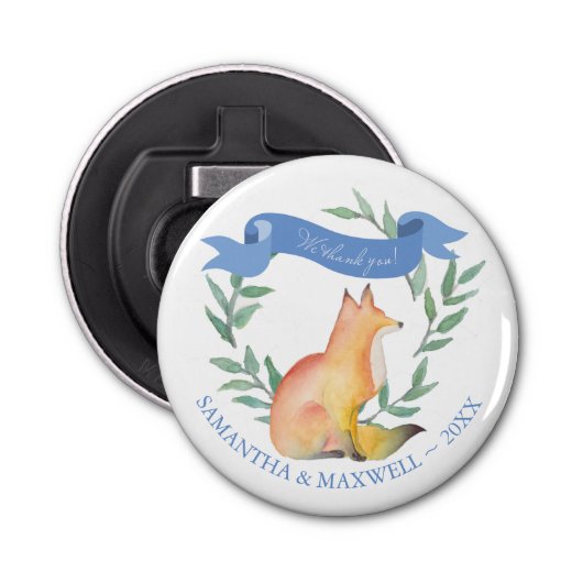 Fox Magnetic Baby shower Favor Button Flesopener (Voorkant)