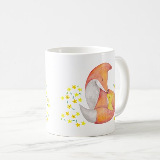 Fox mam en Baby Mok Rood fox art Gift voor moeder (Voorkant rechts)