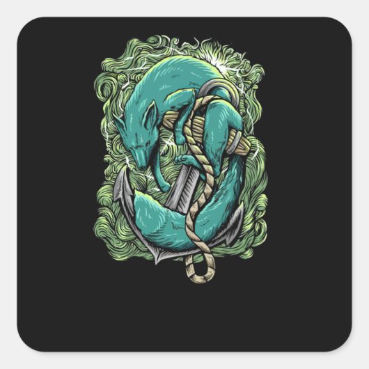 Fox Marine Vierkante Sticker (Voorkant)
