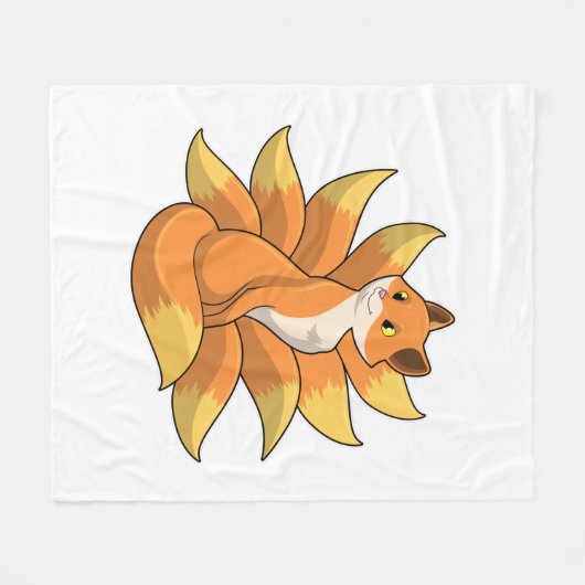 Fox met 9 Fox-staart Fleece Deken (Voorkant (Horizontaal))