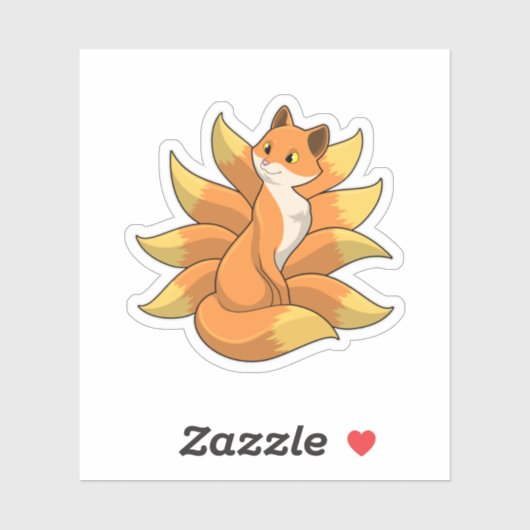 Fox met 9 Fox-staart Sticker (Vel)