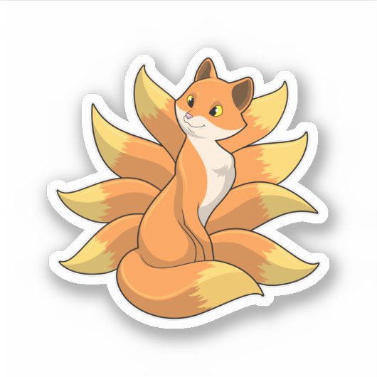 Fox met 9 Fox-staart Sticker (Voorkant)