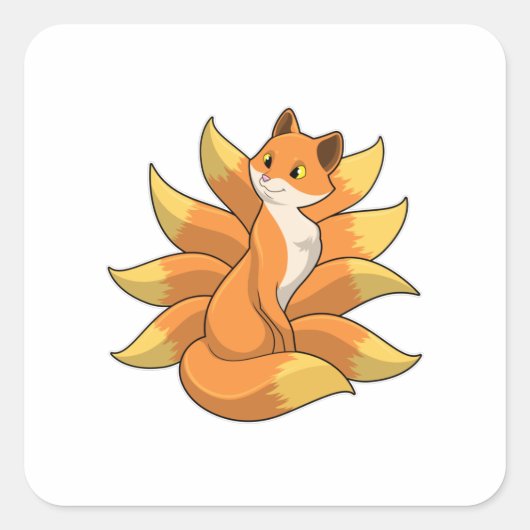 Fox met 9 Fox-staart Vierkante Sticker (Voorkant)