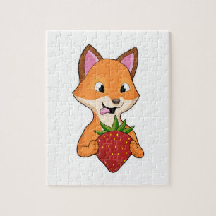 Fox met aardbei legpuzzel