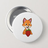 Fox met aardbei ronde button 7,6 cm (Voorkant /achterkant)