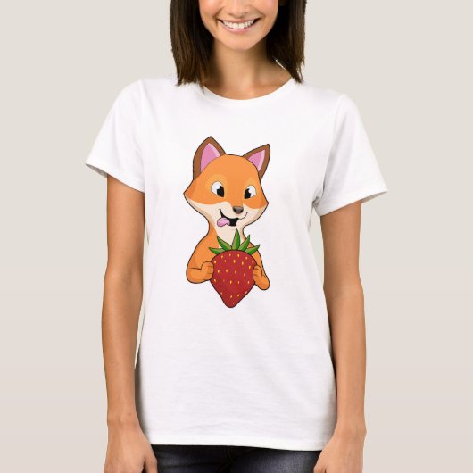 Fox met aardbei t-shirt (Voorkant)