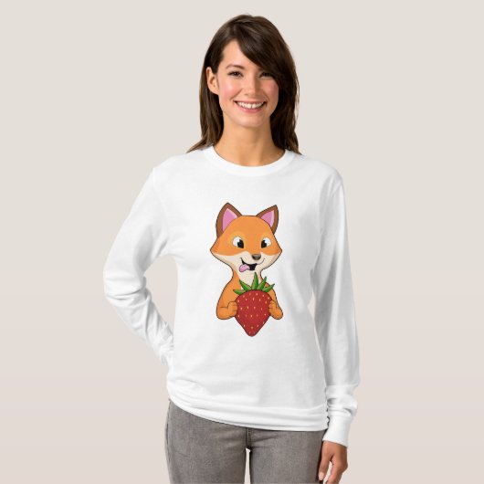 Fox met aardbei t-shirt (Voorkant volledig)