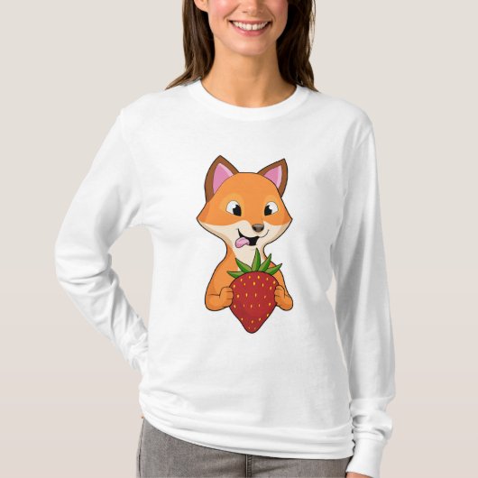 Fox met aardbei t-shirt (Voorkant)