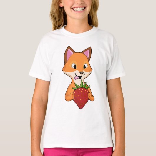 Fox met aardbei t-shirt (Voorkant)