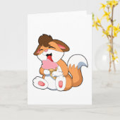 Fox met aardbeienijsroom kaart (Gele Bloem)