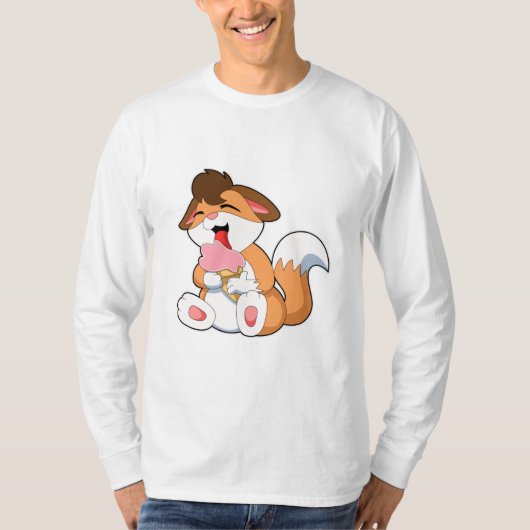 Fox met aardbeienijsroom t-shirt (Voorkant)