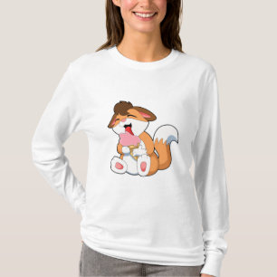 Fox met aardbeienijsroom t-shirt