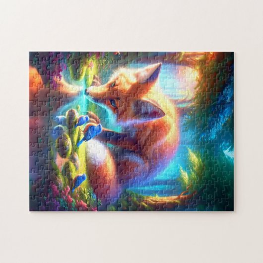 Fox met Amerikaanse Robins in Bos Legpuzzel (Horizontaal)