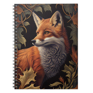Fox met Autumn Leaves   Elegant Floral Animal Art Notitieboek