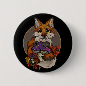 Fox met Autumn Toadstools Ronde Button 5,7 Cm (Voorkant)