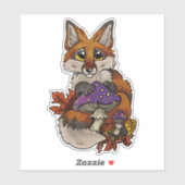 Fox met Autumn Toadstools Sticker (Vel)