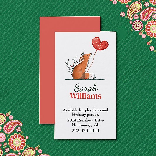 Fox met ballonkinderen Roepkaart Contactkaartje