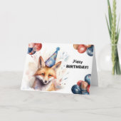 Fox met ballonnen en Party Pet Happy Birthday Kaart (Voorkant)