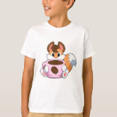 Fox met beker koffie t-shirt (Voorkant)