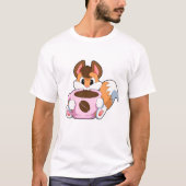 Fox met beker koffie t-shirt (Voorkant)