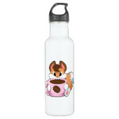 Fox met beker koffie waterfles  (Voorkant)