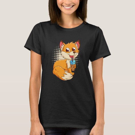 Fox met belthee bubbeltea fox kinderen t-shirt (Voorkant)