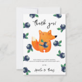 Fox met bosbessen - dank u baby shower bedankkaart (Voorkant)