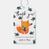 Fox met bosbessen - dank u baby shower cadeaulabel (Voorkant)