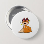 Fox met bril ronde button 7,6 cm (Voorkant /achterkant)