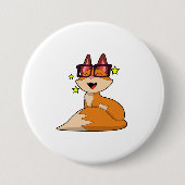 Fox met bril ronde button 7,6 cm (Voorkant)