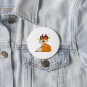Fox met bril ronde button 7,6 cm (In situ)