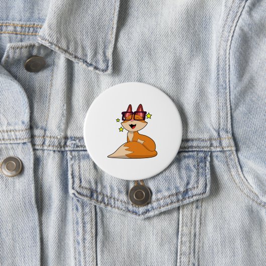 Fox met bril ronde button 7,6 cm (In situ)