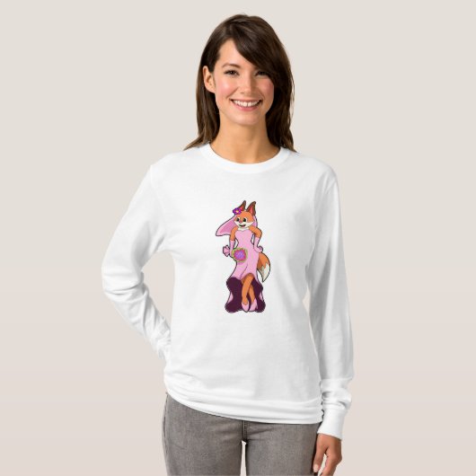 Fox met bruiloft-jurk en bundel van Bloem T-shirt (Voorkant volledig)
