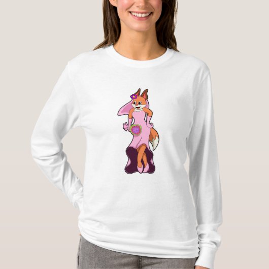 Fox met bruiloft-jurk en bundel van Bloem T-shirt (Voorkant)